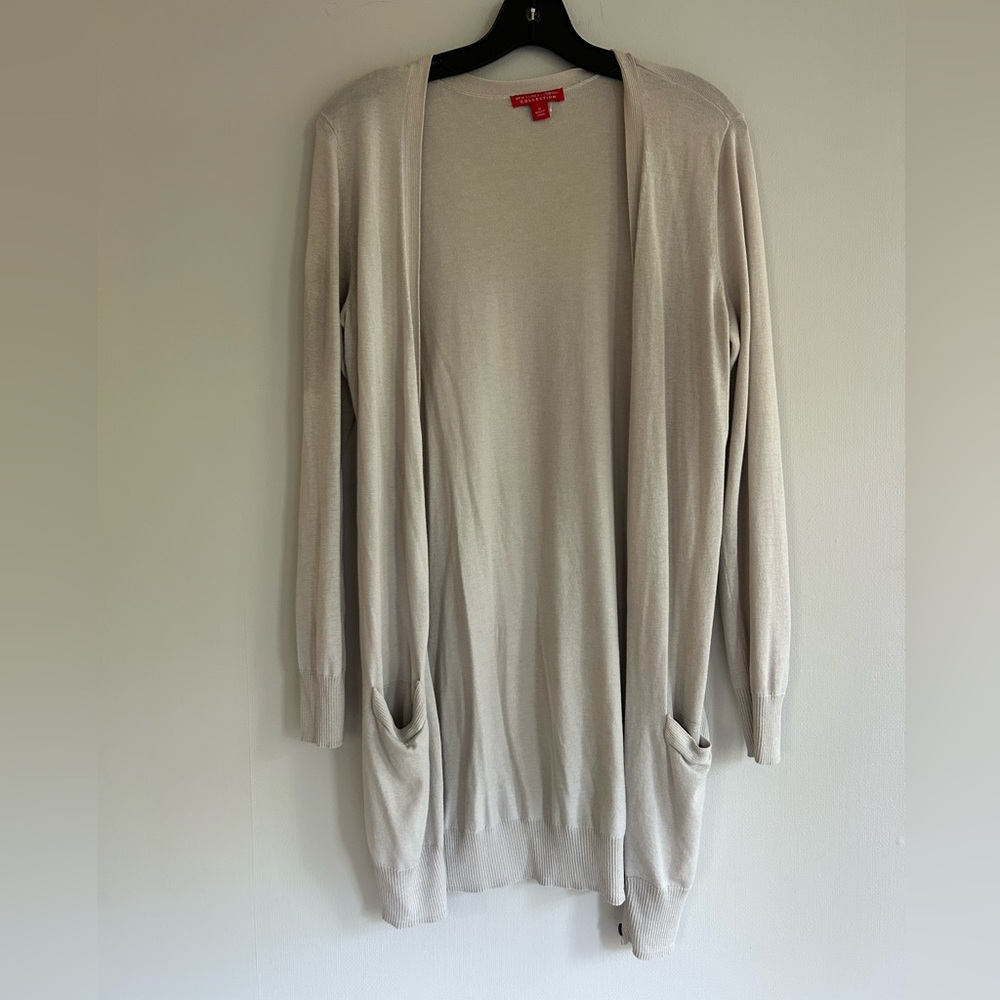 Y2K NEW YORK & COMPANY 90s Silk Blend Cardigan Academia Minimalist Capsule Sz M - Picture 3 of 14